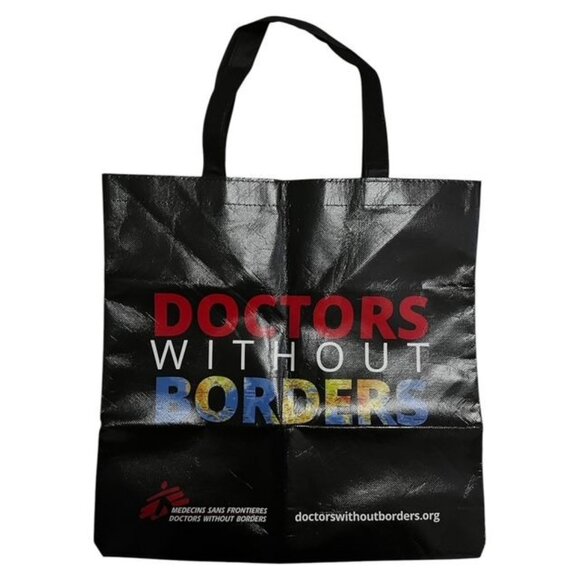 Doctors Without Borders Black Reusable Tote Bag – 15x15 Waterproof Carryall - Picture 1 of 2